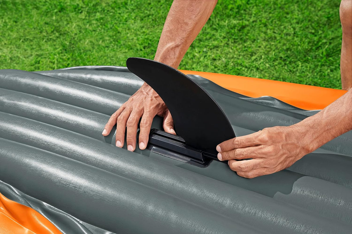 Hydro-force Lite Rapid Kajak, 3-osobowy, nadmuchiwany kajak, do siedzenia, z oparciem, 2 wiosłami i pompką ręczną, pomarańczowy, jeden rozmiar