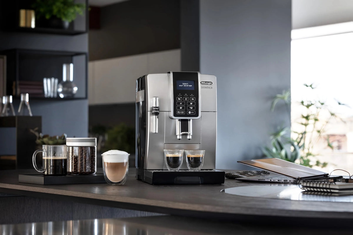 De’Longhi Dinamica ECAM 350.55.B Automatyczny Ekspres do Kawy, Tworzywo Sztuczne, 1450 W, 1,8 L, Czarny