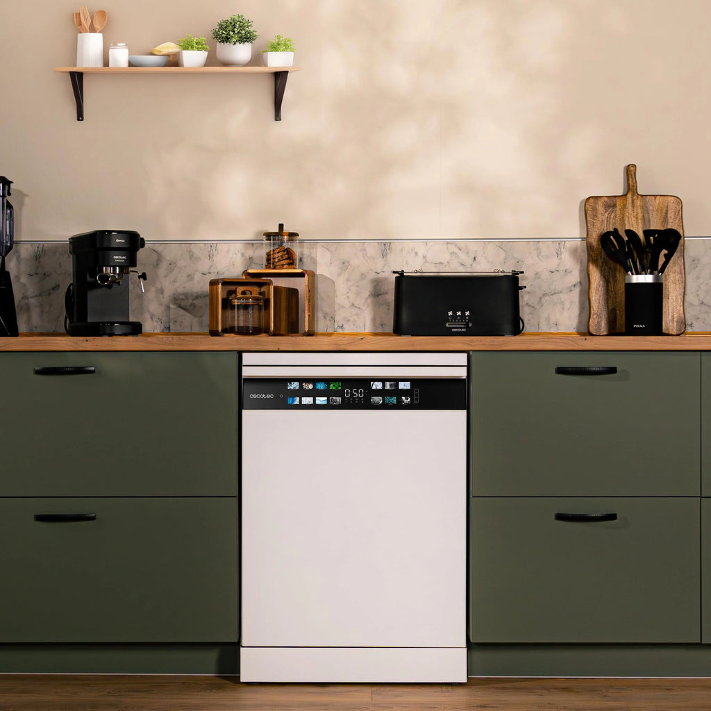 Cecotec Zmywarka do zabudowy Bolero Aguazero 6700 B. 60 cm, 15 kryć, klasa B, silnik falownika Plus, kolorowy wyświetlacz, 14 programów, O2 Dry, Turbo Dry+, Dual Zone, regulowana taca, AutoClean