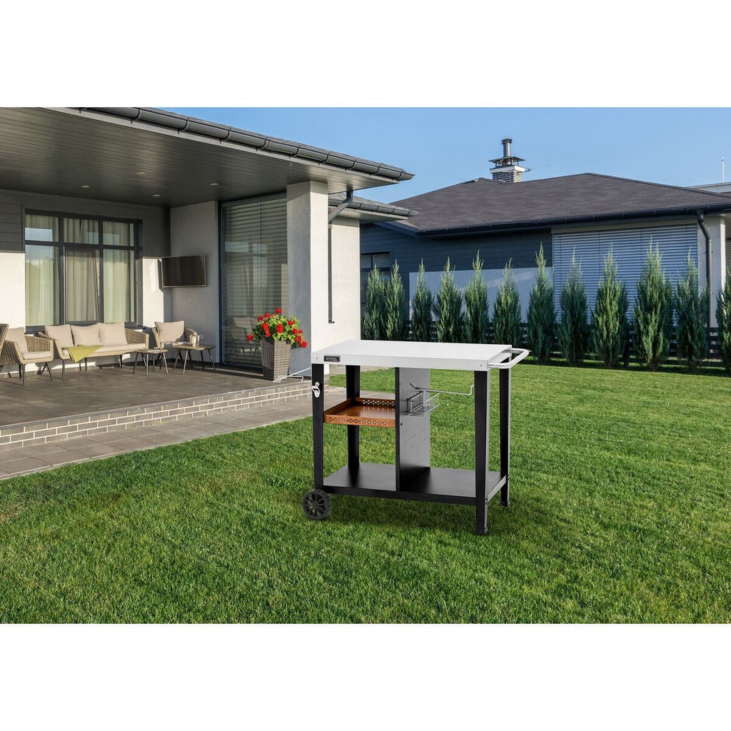 Wózek do serwowania grilla „Gelia” 117 x 59 cm – stal nierdzewna – czarny