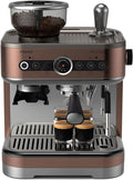 Półautomatyczny ekspres do kawy PHILIPS Barista Brew - pojedyncze i podwójne espresso + przycisk Americano, podwójny pojemnik na kawę ziarnistą, kalibrowane ubijanie, metalowe cappuccino (PSA3228/41)