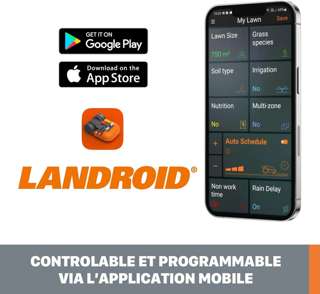 WORX Landroid Plus WR147E.1 Kosiarka Automatyczna do Ogrodów o Powierzchni do 1000 Metrów Kwadratowych z Wi-Fi, Bluetooth i Automatyczne Unoszenie Ostrza
