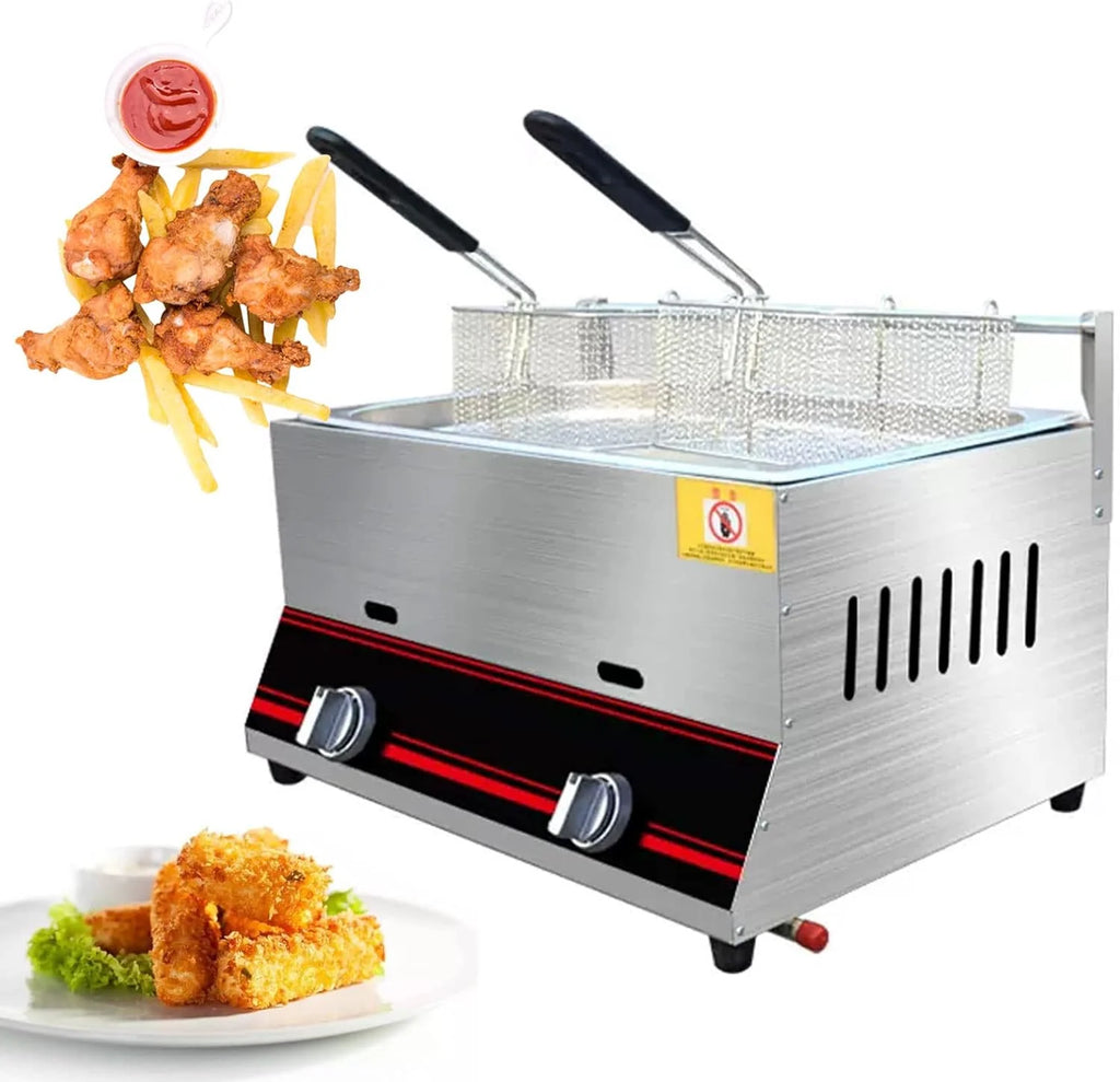 Frytkownica Gazowa Frytkownica Komercyjna Gazowa Ręczna Regulacja Temperatury Stal Nierdzewna Podczerwień Energooszczędna Z Wyjmowanym Koszykiem Frytkownica Sz,Style3
