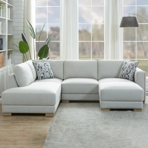 Narożnik z tkaniny Drayden z pufem
