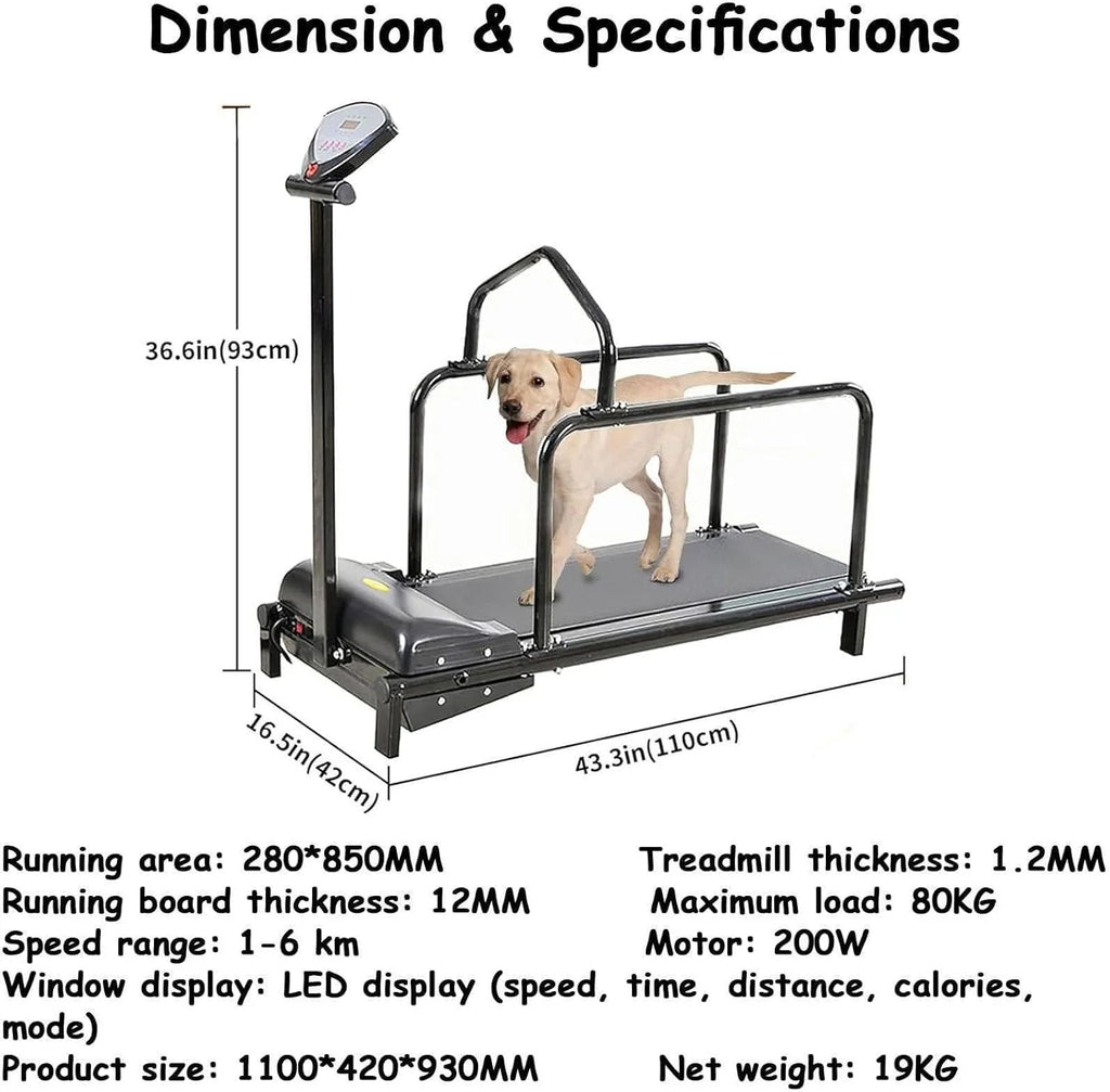 Bieżnia dla psa, wyświetlacz LCD, sprzęt do ćwiczeń zwierząt domowych, regulowana prędkość, maksymalne obciążenie 80 kg, odpowiednia dla małych i średnich psów
