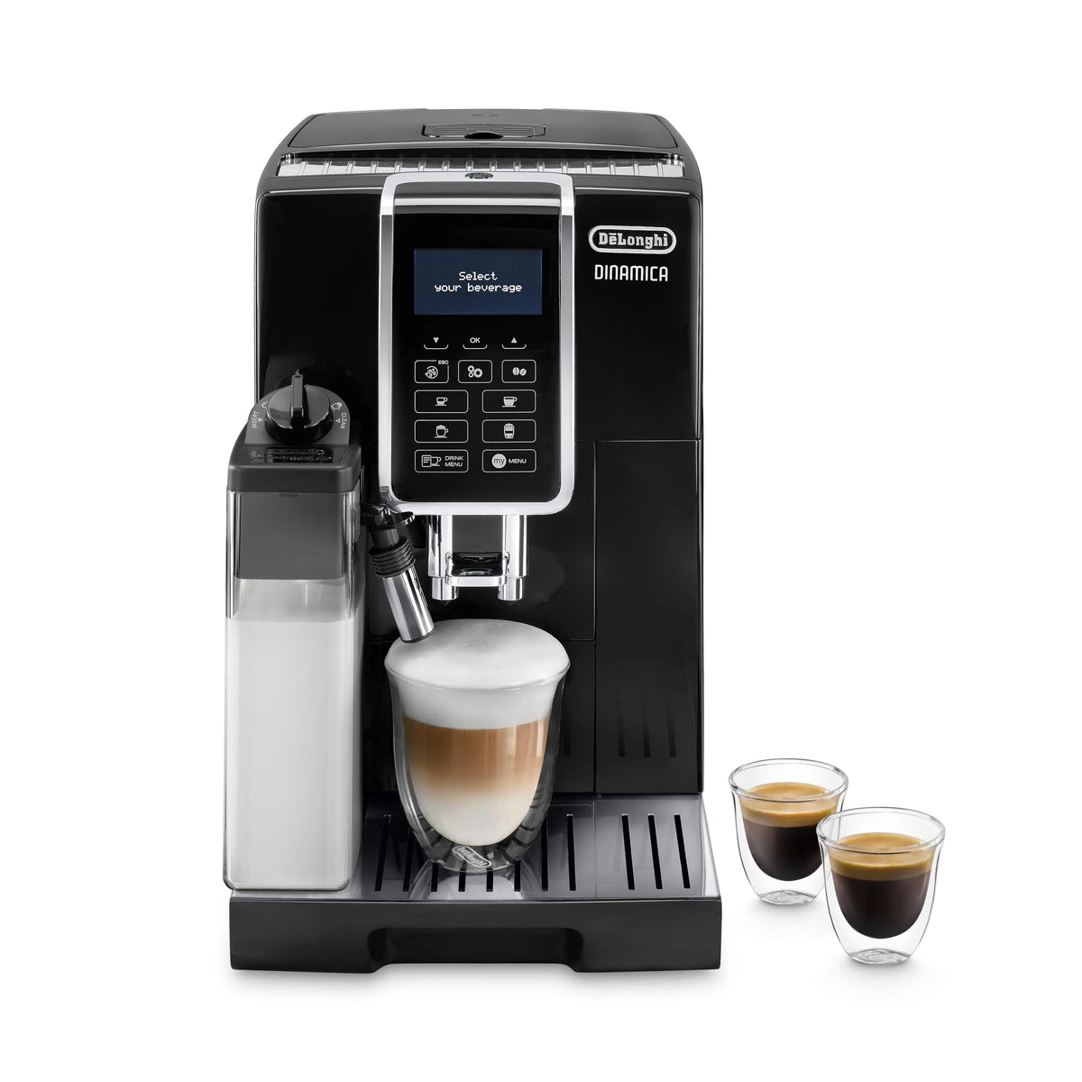 De’Longhi Dinamica ECAM 350.55.B Automatyczny Ekspres do Kawy, Tworzywo Sztuczne, 1450 W, 1,8 L, Czarny