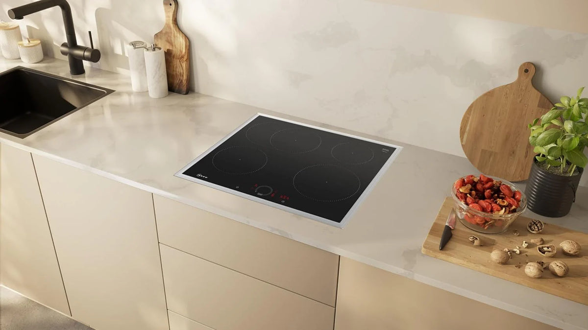 NEFF T56SHF1L0 płyta indukcyjna N70, samowystarczalna płyta grzewcza z ceramiki szklano-ceramicznej, szerokość 60 cm, Twist Touch, Home Connect, Smart Hood Automatic, poziom mocy, przylegająca, czarna