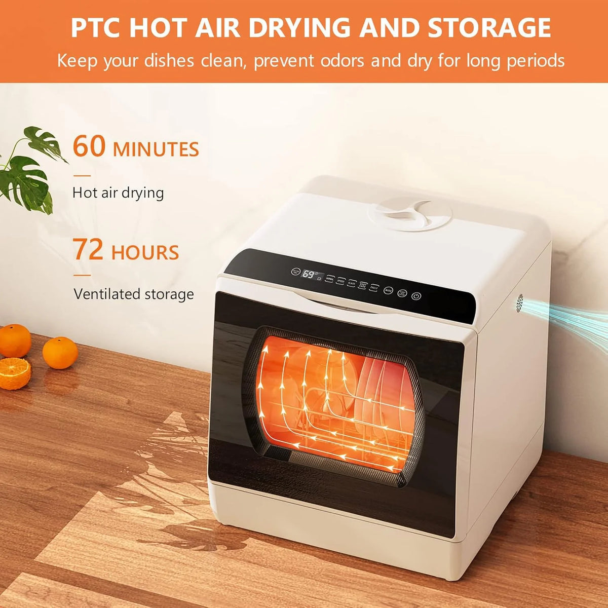 Mini Tabletop Dishwasher, Portable Compact Dishwasher, with High Temperature Disinfection, Touch Control, Auto-drying, Baby Care Fruit Wash Dishwasher, for Home Kitchen