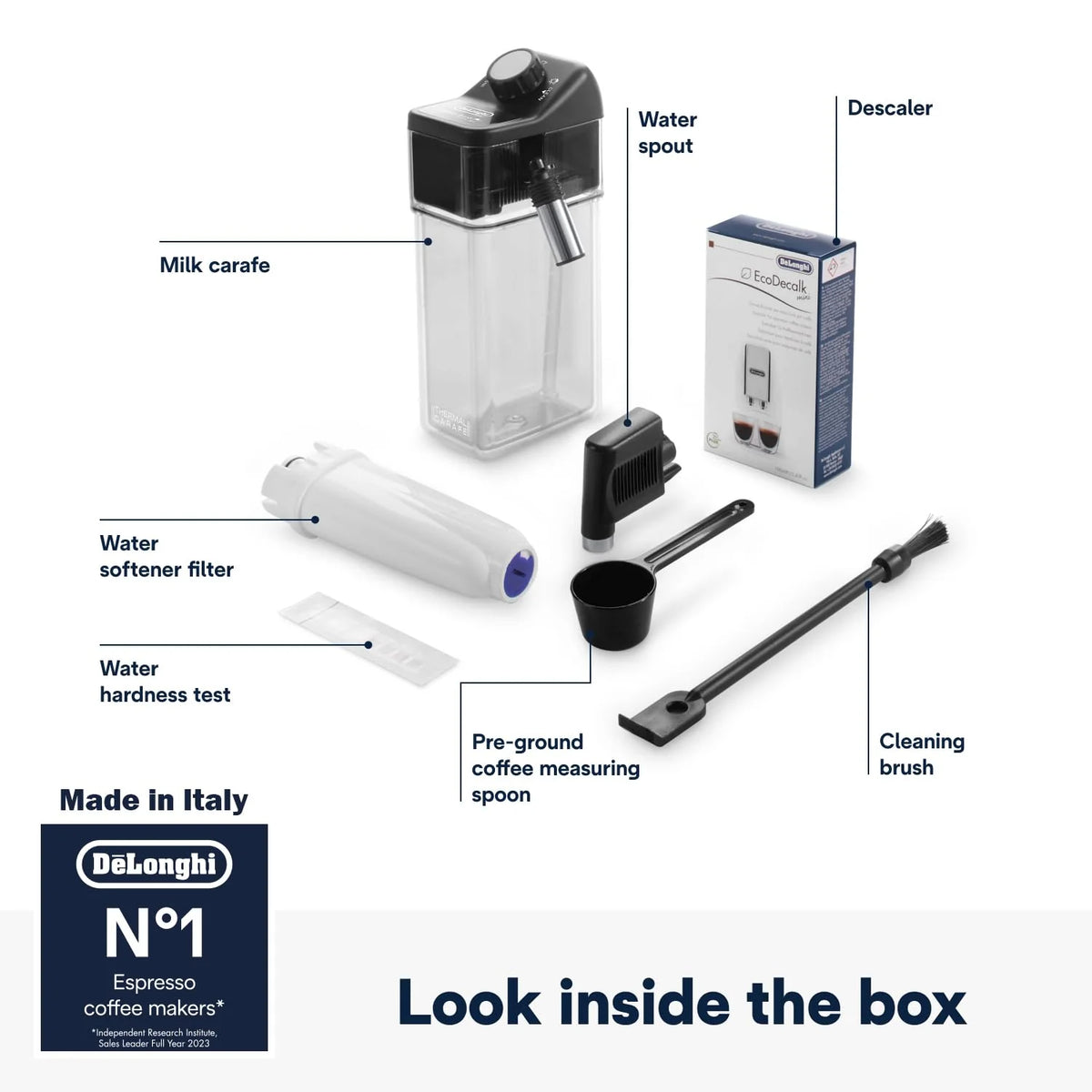 De’Longhi Dinamica ECAM 350.55.B Automatyczny Ekspres do Kawy, Tworzywo Sztuczne, 1450 W, 1,8 L, Czarny
