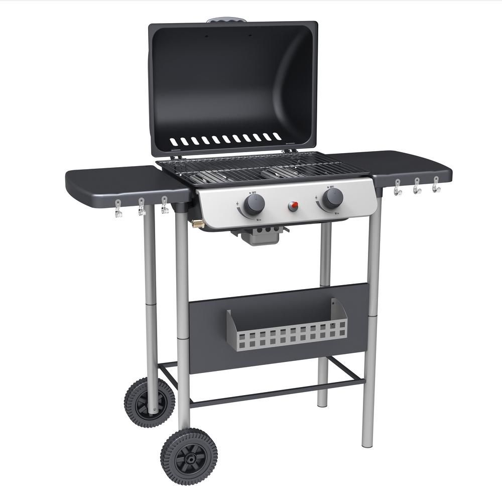 Grill gazowy Annika z 2 palnikami, stalowy, 105 x 49 x 100 cm, Ldk Garden(Por omisión)