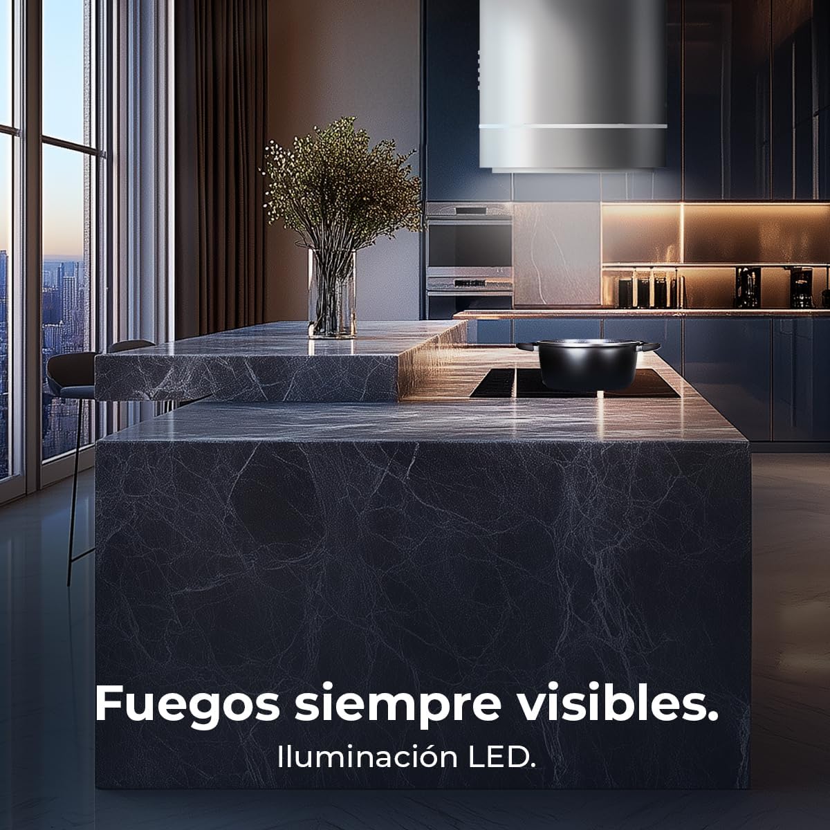 Cecotec Okap kuchenny 44 cm - Okap kuchenny Bolero Flux CRE 448000 Inox A++ okap 44 cm stal nierdzewna, przepływ powietrza 800 m3/h, 210 W, A++, Touch, LED, węgiel Ø176, aluminium 5 warstw