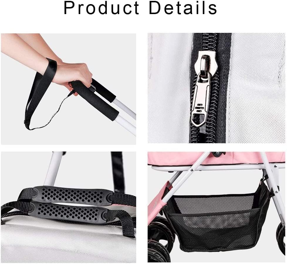 Wózek dla zwierząt Premium Pet Stroller Dog Strollers składany 4-kołowy wózek dla kota Carrier oddychający (szary B)