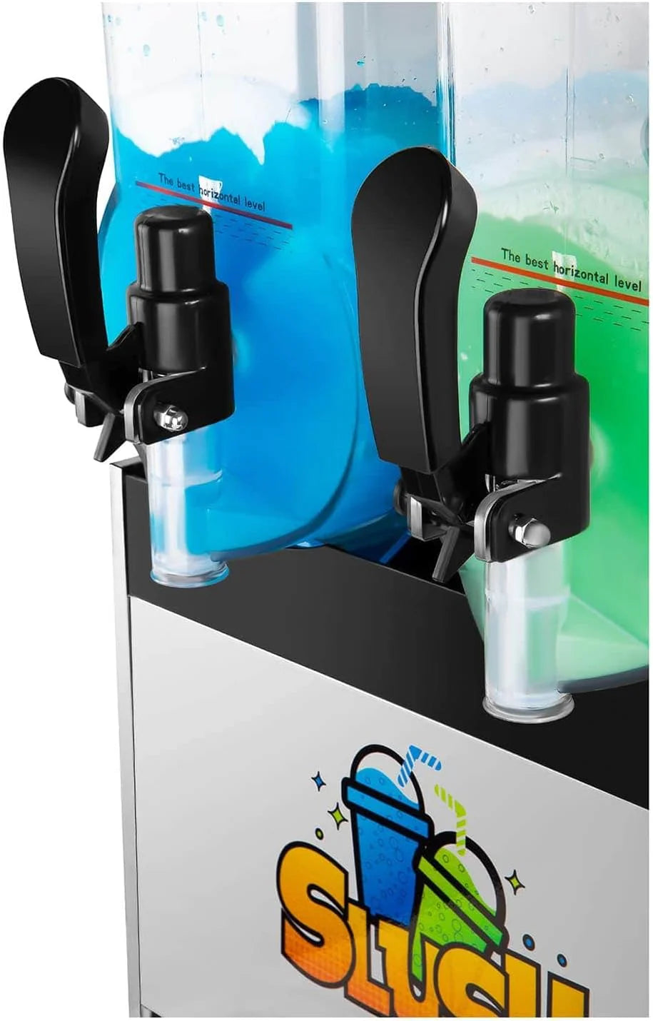 Royal Catering Maszyna do lodów Slushie Maker RCSL 2/15 (2 x 12 l, 770 W, -3 do 2 °C, nie zawiera BPA, 8-12 godzin cyklu pracy, stopień twardości: 4 stopnie)