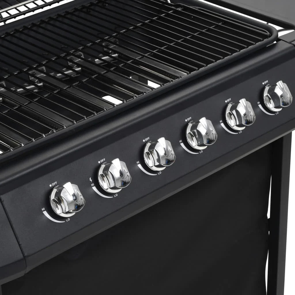 Przenośny grill gazowy z 6 polami grzewczymi, stal czarna V3794
